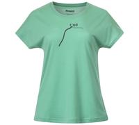 Bergans W Tind Altitude Merino Tee, Light Malachite Green - Navy Blue Steep Peak / S, Damen Kurzarmshirt