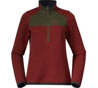 Bergans Kamphaug Knitted W Half Zip, Chianti Red - Dark Olive Green / XS, Damen Outerwear