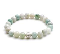 BERGERLIN Jade Armband - Perlenarmband aus echtem Naturstein mit 925 Sterling Silberperle