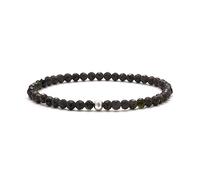 BERGERLIN Obsidian Armband echt mit 925 Sterling Silberperle - 4 mm Perlen, facettiert - Größe M