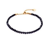 BERGERLIN Turmalin Fußkette schwarz - facettiertes, schwarzes Fußkettchen - Gold - XS-S