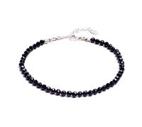 BERGERLIN Turmalin Fußkette schwarz - facettiertes, schwarzes Fußkettchen - Silber - XS-S