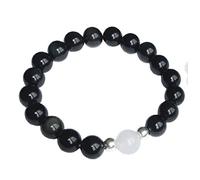 Bergkristall Armband, Armreifen Für Damen, Kristall-Armband, Chakra-Armbänder, Obsidian-Armband, Steinperlen-Armband, Verstellbar, Freundschaftsarmband, Weihnachtsschmuck, Geschenk Für Frauen, M