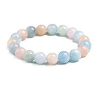 Bergkristall Armband, Elegantes Mehrfarbiges 10 Mm Morganit-Perlenarmband, Chakra-Energie, Edelstein-Armbänder, Freundschaft, Yoga, Elastische Armreifen, Charm-Schmuck Für Männer Und Frauen, 21 C
