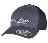 Bergwelt Herzschlag EKG Puls Stickmotiv Flexfit Kappe Melange Trucker Mesh-Cap Einheitsgröße