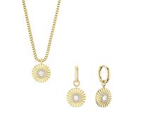Bering 465-765-Gold-White Damenset, Kette/Ohrringe, Gold, Weiß