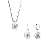 Bering 465-765-Steel-Blue Damenset, Kette/Ohrringe, Silber, Blau
