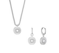 Bering 465-765-Steel-White Damenset, Kette/Ohrringe, Silber, Weiß