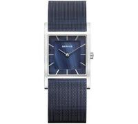 BERING Damen Quarz Uhr | Armbanduhr 26 mm silbernes Edelstahlgehäuse und blaues Zifferblatt | Milanaisearmband | Saphierglas | 5 ATM | 10426-307-S