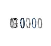 BERING Austauschbar Ring Set für Damen in Silber & Blau mit einzigartigem Twist- & Change System, Symphony-Set-A
