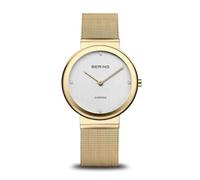 BERING Classic Damenuhr 10135-334, Gold Glänzend, Milanaise-Armband, Saphirglas, 4 Diamanten, 35 mm