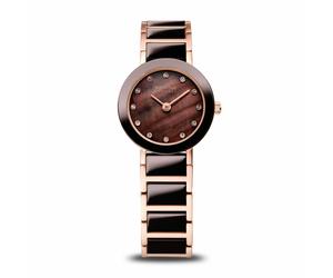 Bering Damen Armbanduhr Ceramic 22 mm Armband Edelstahlband mit Keramikelementen...