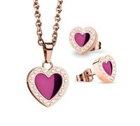BERING Damen Halskette & Ohrringe Geschenkset 428-712 roségoldfarben Lila aus Edelstahl - 428-712-Purple
