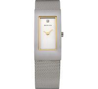 BERING Damen Quarz Uhr | Armbanduhr 17 mm silbernes Edelstahlgehäuse und weißes Zifferblatt | Milanaisearmband | Saphierglas | 5 ATM | 10817-004