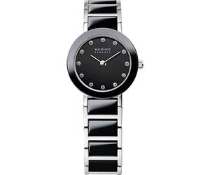 Bering Damen Quarz Uhr | Armbanduhr 22 mm Edelstahlgehäuse und Zifferblatt | Edelstahlband mit Keramikelementen | 5 ATM | 11422