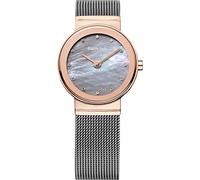 BERING Damen Quarz Uhr | Armbanduhr 26 mm roségoldenes Edelstahlgehäuse und graues Zifferblatt | Milanaisearmband | Saphierglas | 5 ATM | 10126-369
