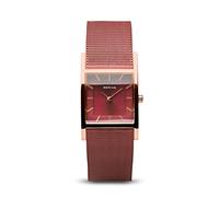 BERING Damen Quarz Uhr | Armbanduhr 26 mm roségoldenes Edelstahlgehäuse und rotes Zifferblatt | Milanaisearmband | Saphierglas | 5 ATM | 10426-363-S