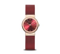 BERING Damen Quarz Uhr | Armbanduhr 26 mm roségoldenes Edelstahlgehäuse und rotes Zifferblatt | Milanaisearmband | Saphierglas | 5 ATM | 10126-363