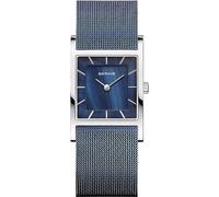 BERING Damen Quarz Uhr | Armbanduhr 26 mm silbernes Edelstahlgehäuse und blaues Zifferblatt | Milanaisearmband | Saphierglas | 5 ATM | 10426-307-S