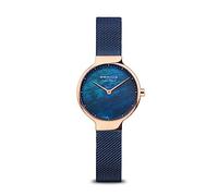 BERING Damen Quarz Uhr | Armbanduhr 27 mm roségoldenes Edelstahlgehäuse und graues Zifferblatt | Milanaisearmband | Saphierglas | 5 ATM | 15527-367