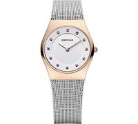 BERING Damen Quarz Uhr | Armbanduhr 27 mm roségoldenes Edelstahlgehäuse und weißes Zifferblatt | Milanaisearmband | Saphierglas | 5 ATM | 11927-064