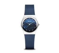 BERING Damen Quarz Uhr | Armbanduhr 27 mm silbernes Edelstahlgehäuse und blaues Zifferblatt | Milanaisearmband | Saphierglas | 3 ATM | 12927-307