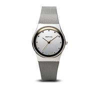 BERING Damen Quarz Uhr | Armbanduhr 27 mm silbernes Edelstahlgehäuse und weißes Zifferblatt | Milanaisearmband | Saphierglas | 5 ATM | 11927-000