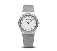 Bering Damen Quarz Uhr | Armbanduhr 30 mm Edelstahlgehäuse und Perlmutt Zifferblatt | Milanaisearmband | Saphierglas | 5 ATM | 12430