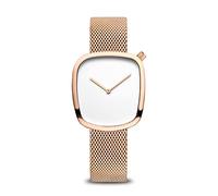 BERING Damen Quarz Uhr | Armbanduhr 34 mm roségoldenes Edelstahlgehäuse und weißes Zifferblatt | Milanaisearmband | Saphierglas | 3 ATM | 18034-364
