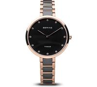 Bering Damen Quarz Uhr | Armbanduhr 34 mm Titangehäuse und Zifferblatt | Titanband mit Titanelementen | 5 ATM | 11334
