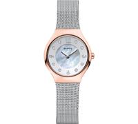 Bering Damen Solar Uhr | Armbanduhr 27 mm Edelstahlgehäuse und Perlmutt Zifferblatt | Milanaisearmband | Saphierglas | 5 ATM | 14427