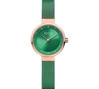 BERING Damen Solar Uhr | Armbanduhr 27 mm Edelstahlgehäuse und Sunray Zifferblatt | Milanaisearmband | Saphierglas | 5 ATM | 14627