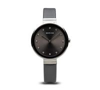 BERING Damen Uhr Quarz Movement - Classic Collection mit Satin und Saphirglas 12034-XXX Armbandsuhren - 3 ATM, Grau/Silber