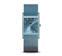 BERING Damenuhr Classic, Blau Glänzend, Milanaise-Armband, Saphirglas, Eckig, Quarzwerk, 5 ATM, 10426-398-S