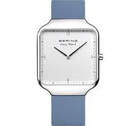 BERING Herren Quarz Uhr | Armbanduhr 36 mm silbernes Edelstahlgehäuse und weißes Zifferblatt | Silikonarmband | Saphierglas | 3 ATM | 15836-700