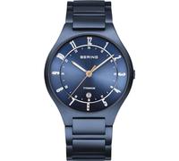 BERING Herren Quarz Uhr | Armbanduhr 39 mm blaues Titangehäuse und blaues Zifferblatt | Titanband mit Titanelementen | 5 ATM | 11739-797