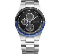 BERING Herren Quarz Uhr | Armbanduhr 39 mm silbernes Edelstahlgehäuse und schwarzes Zifferblatt | Edelstahlband mit Edelstahlelementen | 5 ATM | 32339-702