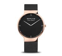 Bering Herren Quarz Uhr | Armbanduhr 40 mm Edelstahlgehäuse und Zifferblatt | Milanaisearmband | Saphierglas | 5 ATM | 15540