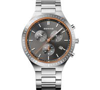 BERING Herren Quarz Uhr | Armbanduhr 43 mm silbernes Titangehäuse und schwarzes Zifferblatt | Titanband mit Titanelementen | 5 ATM | 11743-709