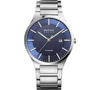 Bering Herren Solar Uhr | Armbanduhr 39 mm Titangehäuse und Zifferblatt | Titanband mit Titanelementen | 10 ATM | 15239