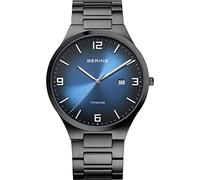 BERING Herren Uhr analog Quarz mit Titanband mit Titanelementen-Armband 15240-727