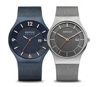 BERING Herren Uhr Solar Movement - Solar Collection mit Edelstahl und Saphirglas 14440-393 5 ATM & Herren Uhr Quarz Movement - Classic Collection mit Edelstahl und Saphirglas 11938-007 3 ATM