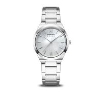 BERING Solar Damenuhr 19932-700 Edelstahl Silber 32 mm | Perlmuttzifferblatt, Saphirglas kratzfest, 5 ATM wasserdicht, Faltschließe, Solarbetrieben