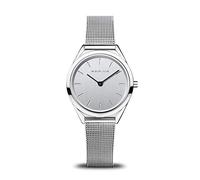 BERING Unisex Quarz Uhr | Armbanduhr 31 mm silbernes Edelstahlgehäuse und silbernes Zifferblatt | Milanaisearmband | Saphierglas | 3 ATM | 17031-000