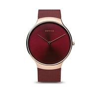 Bering Unisex Quarz Uhr | Armbanduhr 38 mm Edelstahlgehäuse und Sunray Zifferblatt | Milanaisearmband | Saphierglas | 3 ATM | 13338