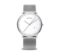 Bering Unisex Quarz Uhr | Armbanduhr 39 mm Edelstahlgehäuse und Zifferblatt | Kalbslederarmband | Saphierglas | 3 ATM | 11139