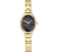 BERING Damen Quarz Uhr | Armbanduhr 20 mm goldenes Edelstahlgehäuse und schwarzes Zifferblatt | Edelstahlband mit Edelstahlelementen | 3 ATM | 11020-732