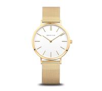 Bering Time Damenuhr 14134-331 Classic – Quarz, Edelstahl, Saphirglas, Milanaise Gold/Weiß, 3 ATM