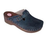 Berkemann Clog Riemen Toeffler blau Gr. 2,5 - 13 Velours 00402-396