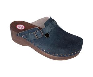 Berkemann Clog Riemen Toeffler blau Gr. 2,5 - 13 Velours 00402-396